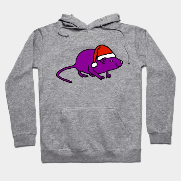 Purple Rat wearing Christmas Santa Hat Hoodie by ellenhenryart